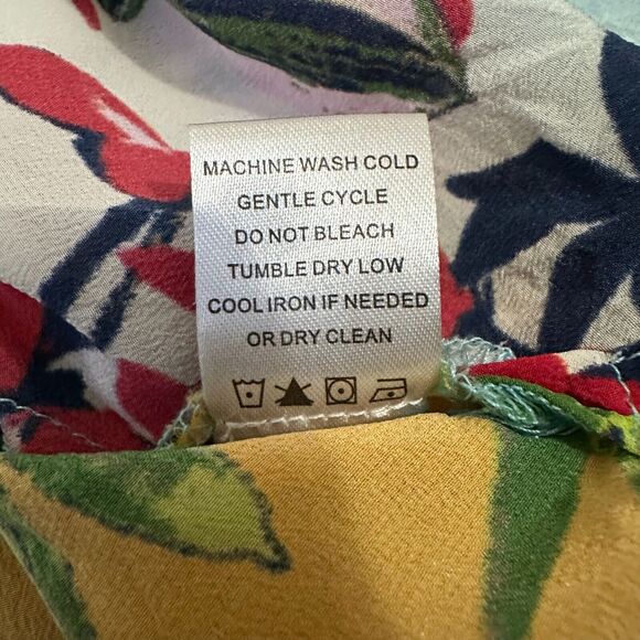 JOHN MARK Washable Silk Tunic Top Multicolor Floral Slit Sleeve Artsy - Picture 10 of 12